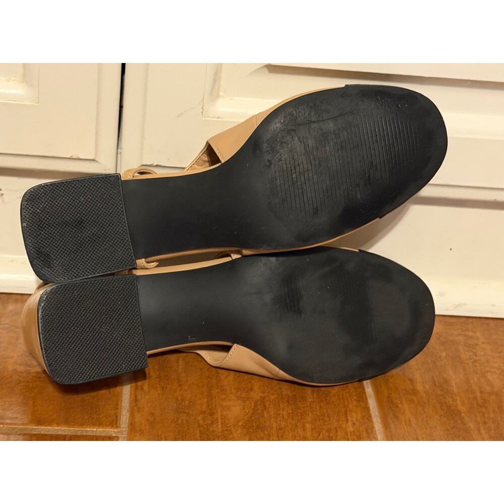 Madden Girl Kitty 9 Nude Black Cap Toe Slingback Block Heels - Picture 7 of 9